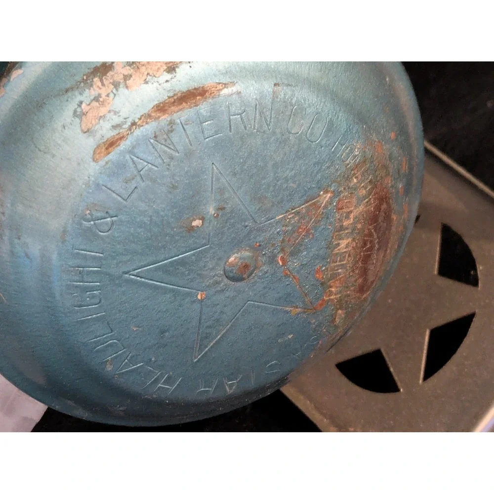 Vintage Star Headlight & Lantern Co Railroad Signal Lantern Blue Wood Handle
